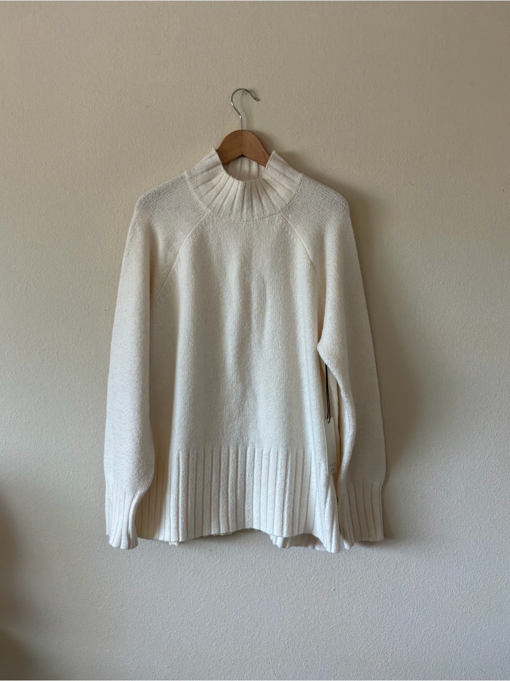 Rachel Zoe Cream Mockneck Ribbed Hem Sweater | NWT